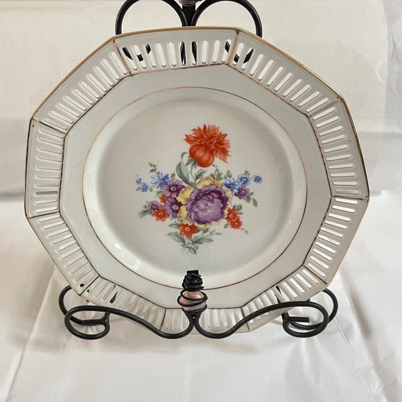 Vintage Plate Porcelain Serving Dish Bavaria Schumann reticulated Dresden - Picture 1 of 6